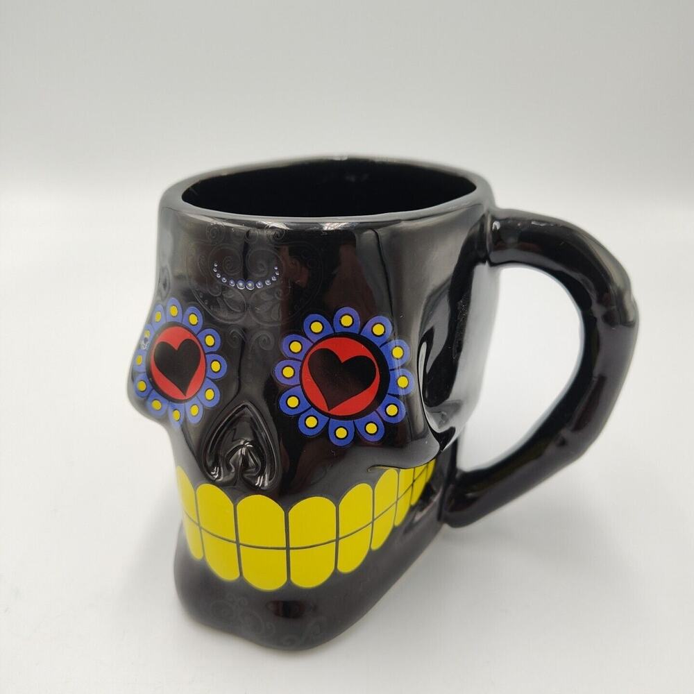Black Day of the Dead Skull Mug ~ Magick, Halloween